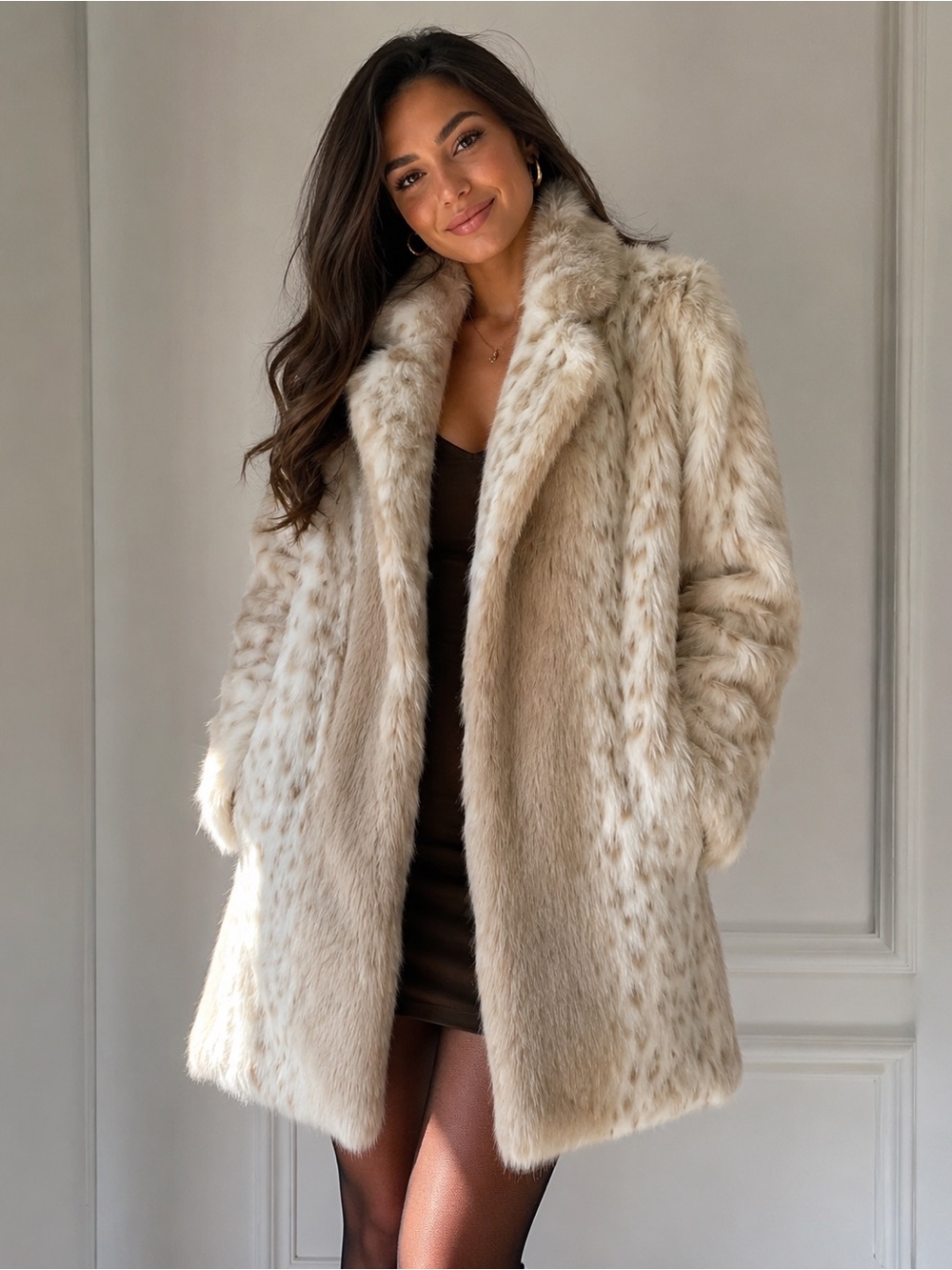 Vintage Worthington Y2K Cream Faux Fur Coat